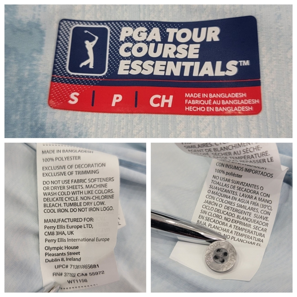 PGA Tour Apparel Abstract Sky Print Golf Shirt Blue Lightweight Sporty Men's S - Picture 13 of 16